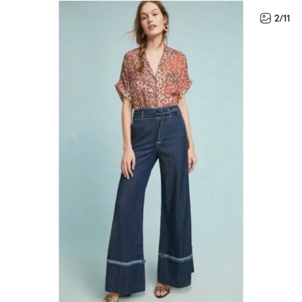 Pilcro and the Letterpress by Anthropologie Wide-Leg Jeans Size 30 Petite
